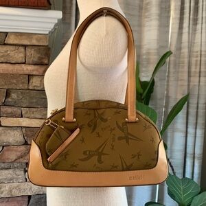 Eiffel brand shoulder strap leather and material purse